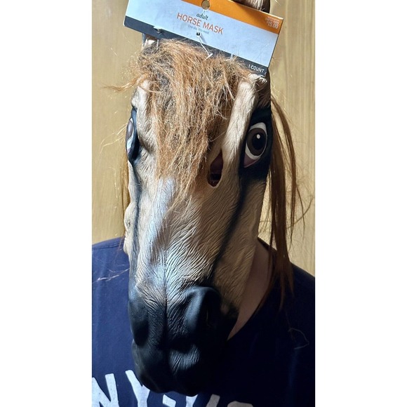 Adult Sz Horse Head Mask Halloween Costume Cosplay Rubber Target Core Creepy New - Picture 3 of 6